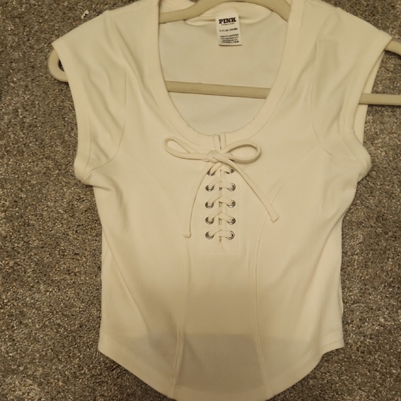 PINK Victoria's Secret Cream Fitted Bodysuit with Sailor Collar - Picture 1 of 3